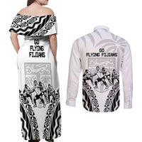 Fiji Tapa Rugby Couples Matching Off Shoulder Maxi Dress and Long Sleeve Button Shirt Cibi Dance With Fijian Pattern LT14 - Polynesian Pride