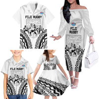 Fiji Tapa Rugby Family Matching Off The Shoulder Long Sleeve Dress and Hawaiian Shirt Cibi Dance With Fijian Pattern LT14 - Polynesian Pride