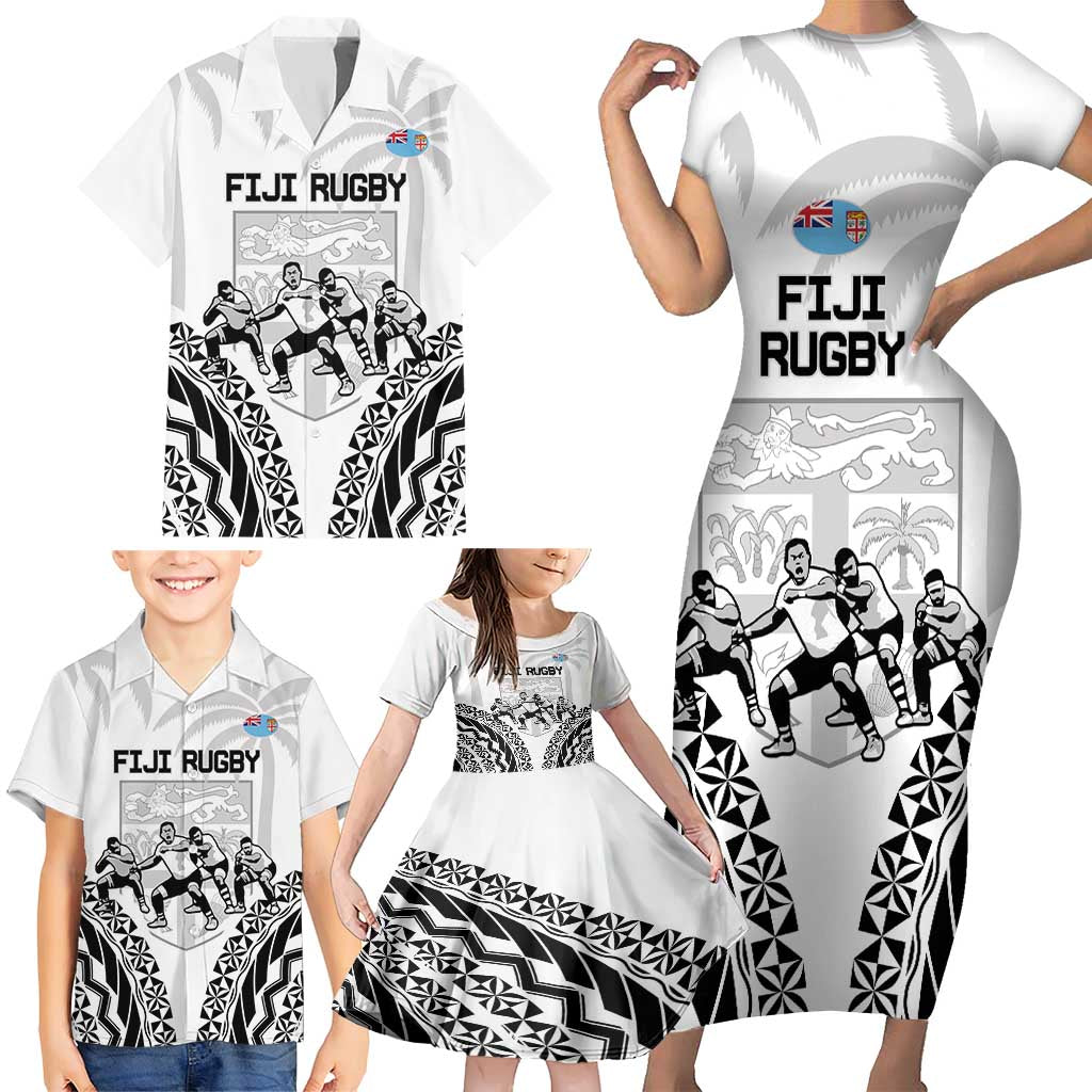 Fiji Tapa Rugby Family Matching Short Sleeve Bodycon Dress and Hawaiian Shirt Cibi Dance With Fijian Pattern LT14 - Polynesian Pride
