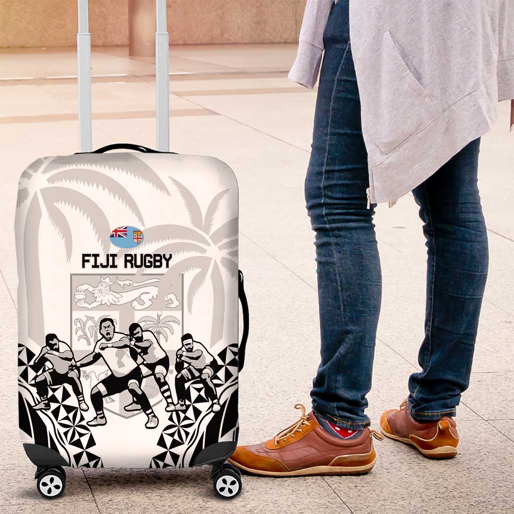 Fiji Tapa Rugby Luggage Cover Cibi Dance With Fijian Pattern