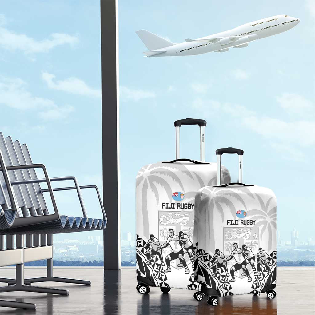 Fiji Tapa Rugby Luggage Cover Cibi Dance With Fijian Pattern