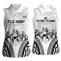Fiji Tapa Rugby Women Sleeveless Polo Shirt Cibi Dance With Fijian Pattern