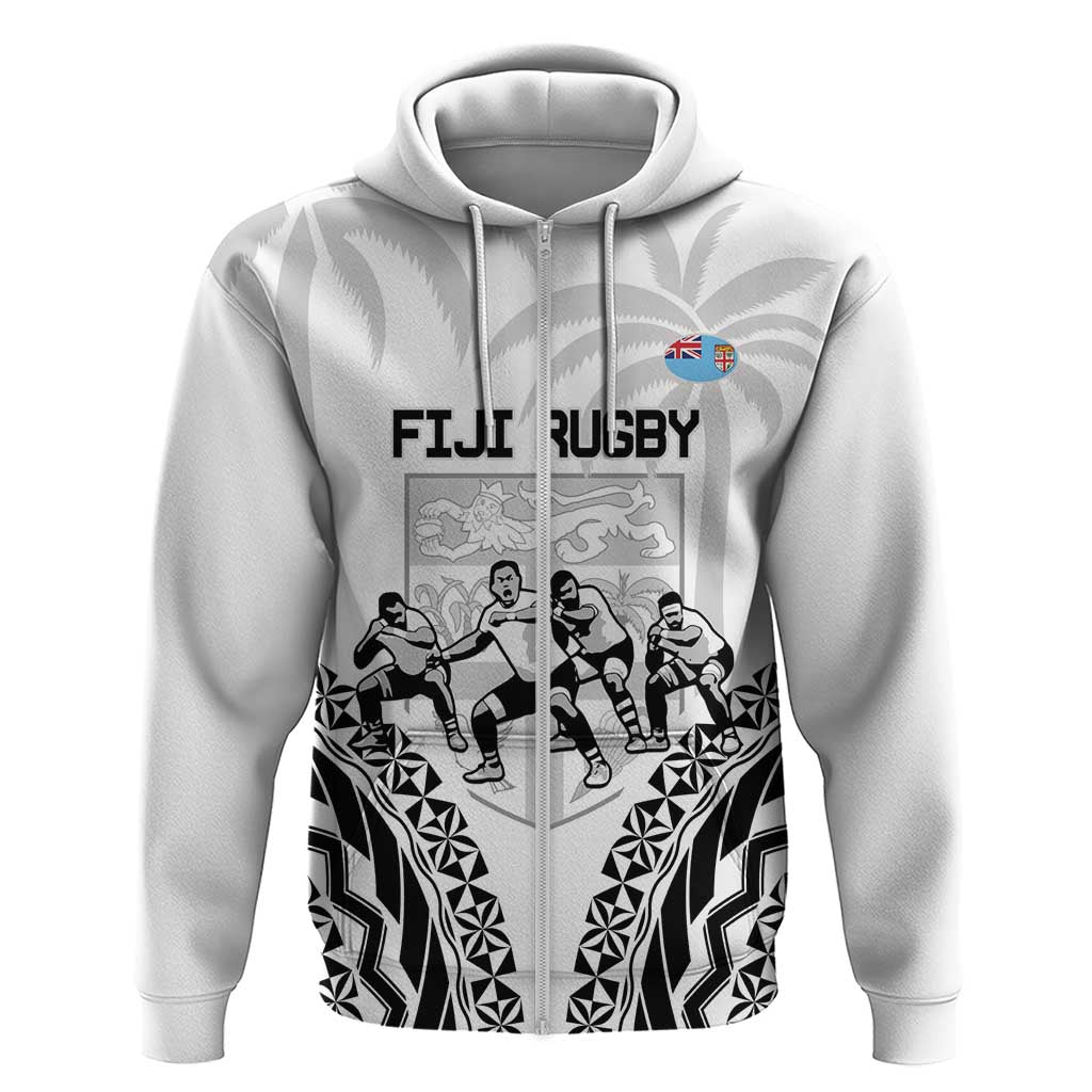 Fiji Tapa Rugby Zip Hoodie Cibi Dance With Fijian Pattern