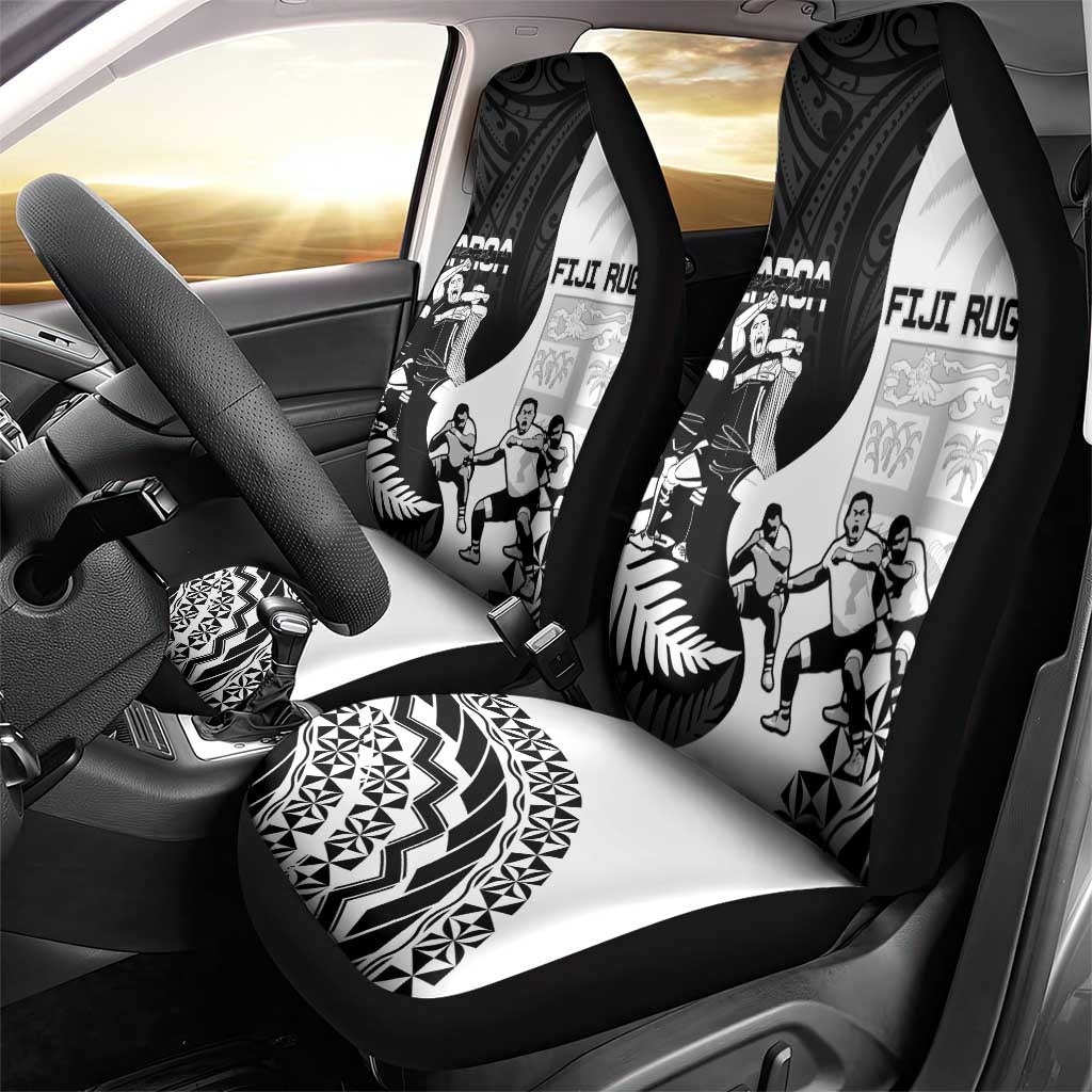 New Zealand And Fiji Tapa Rugby Car Seat Cover Haka Dance Mix Cibi Dance Together LT14 - Polynesian Pride