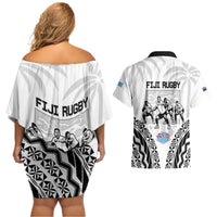 New Zealand And Fiji Tapa Rugby Couples Matching Off Shoulder Short Dress and Hawaiian Shirt Haka Dance Mix Cibi Dance Together LT14 - Polynesian Pride