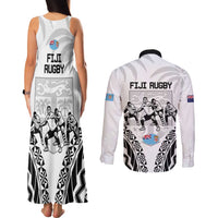 New Zealand And Fiji Tapa Rugby Couples Matching Tank Maxi Dress and Long Sleeve Button Shirt Haka Dance Mix Cibi Dance Together LT14 - Polynesian Pride