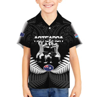 New Zealand And Fiji Tapa Rugby Family Matching Off The Shoulder Long Sleeve Dress and Hawaiian Shirt Haka Dance Mix Cibi Dance Together LT14 Son's Shirt Black - Polynesian Pride