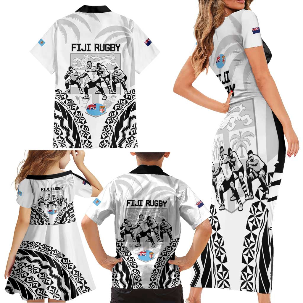 New Zealand And Fiji Tapa Rugby Family Matching Short Sleeve Bodycon Dress and Hawaiian Shirt Haka Dance Mix Cibi Dance Together LT14 - Polynesian Pride