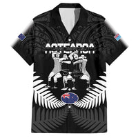New Zealand And Fiji Tapa Rugby Family Matching Summer Maxi Dress and Hawaiian Shirt Haka Dance Mix Cibi Dance Together LT14 Dad's Shirt - Short Sleeve Black - Polynesian Pride