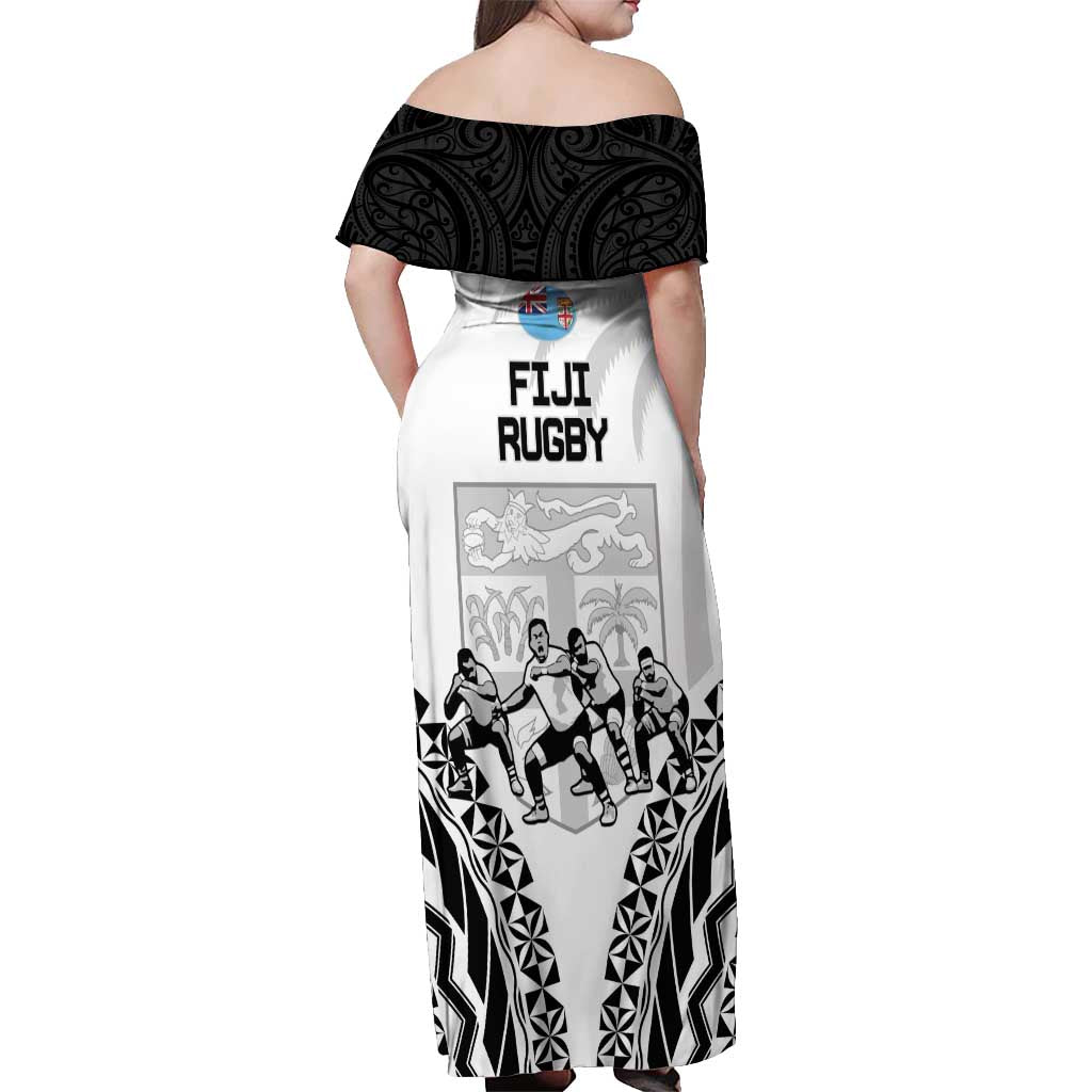 New Zealand And Fiji Tapa Rugby Off Shoulder Maxi Dress Haka Dance Mix Cibi Dance Together