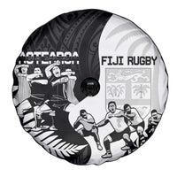 New Zealand And Fiji Tapa Rugby Spare Tire Cover Haka Dance Mix Cibi Dance Together LT14 - Polynesian Pride
