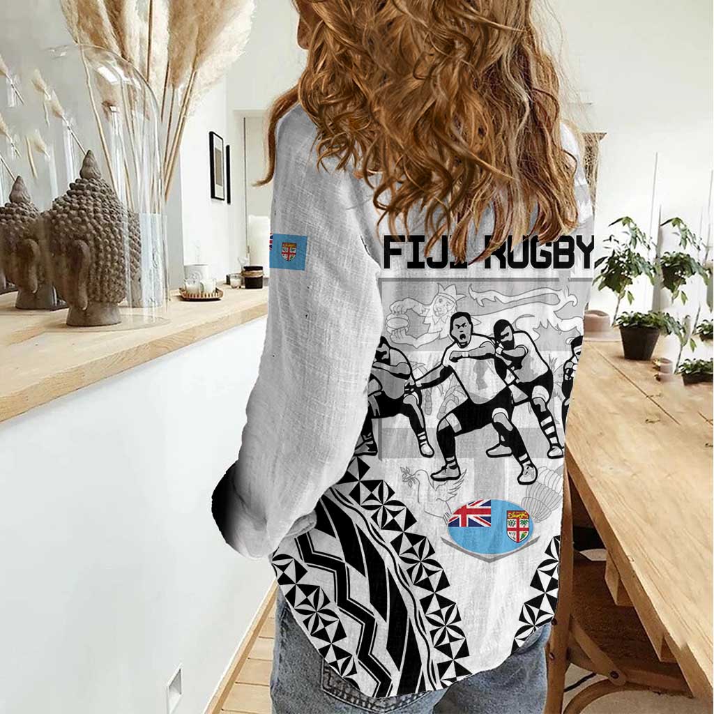 New Zealand And Fiji Tapa Rugby Women Casual Shirt Haka Dance Mix Cibi Dance Together LT14 - Polynesian Pride