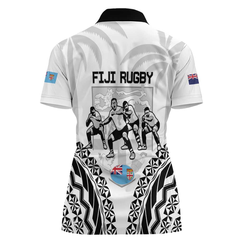 New Zealand And Fiji Tapa Rugby Women Polo Shirt Haka Dance Mix Cibi Dance Together LT14 - Polynesian Pride
