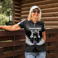 New Zealand And Fiji Tapa Rugby Women Polo Shirt Haka Dance Mix Cibi Dance Together LT14 - Polynesian Pride