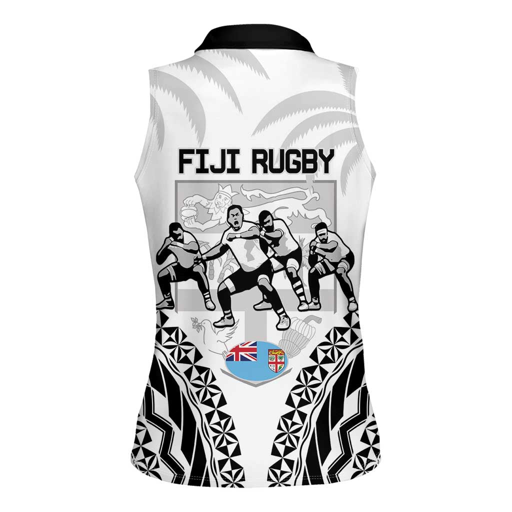 New Zealand And Fiji Tapa Rugby Women Sleeveless Polo Shirt Haka Dance Mix Cibi Dance Together LT14 - Polynesian Pride