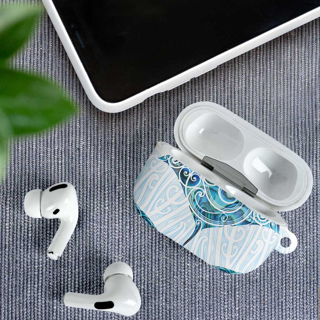 New Zealand Manta Ray Tattoo AirPods Case Aotearoa Maori Haehae Paua Shell - Polynesian Pride