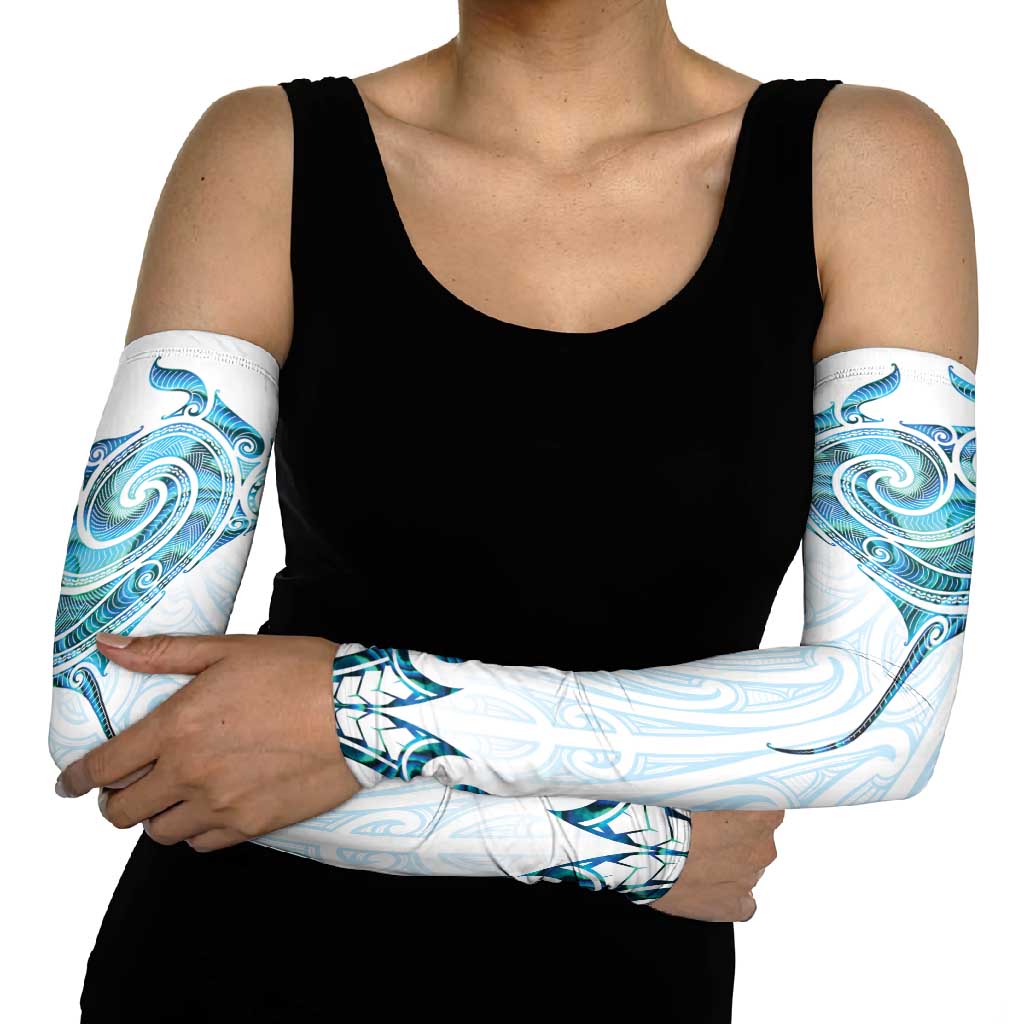 New Zealand Manta Ray Tattoo Arm Sleeves Aotearoa Maori Haehae Paua Shell - Polynesian Pride