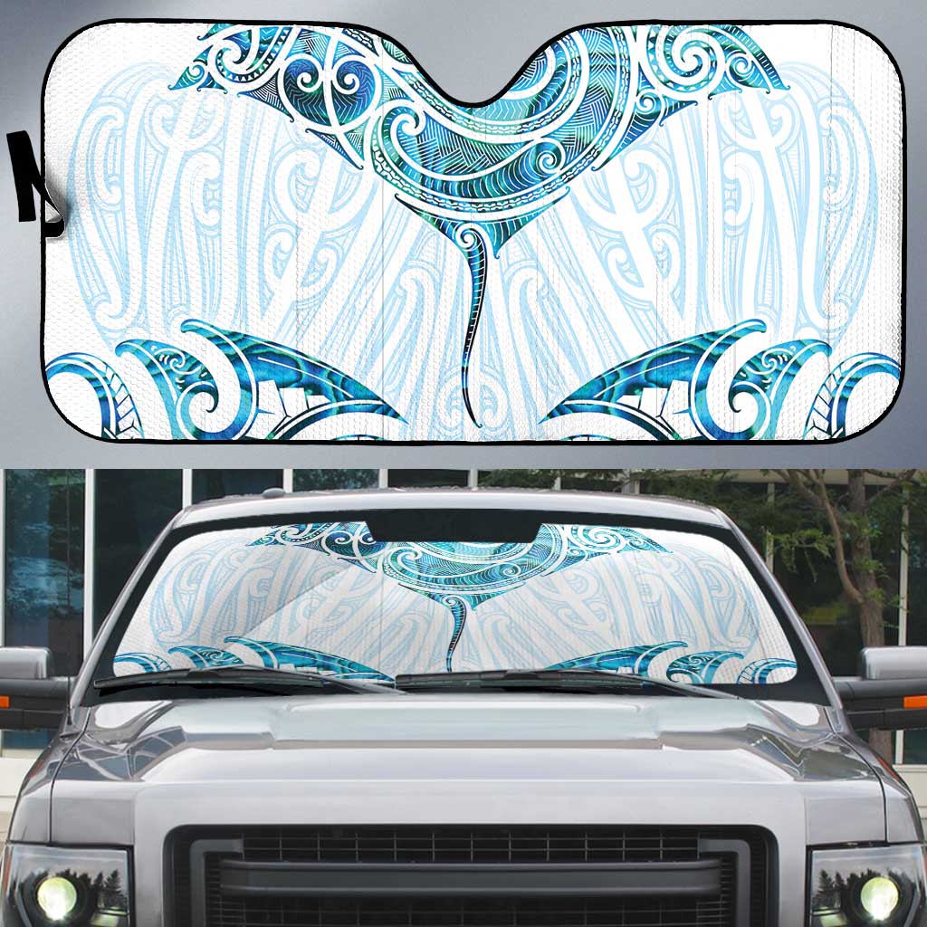 New Zealand Manta Ray Tattoo Auto Sun Shade Aotearoa Maori Haehae Paua Shell - Polynesian Pride