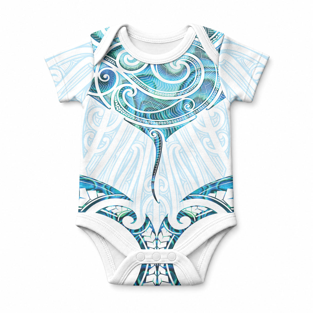 New Zealand Manta Ray Tattoo Baby Onesie Aotearoa Maori Haehae Paua Shell