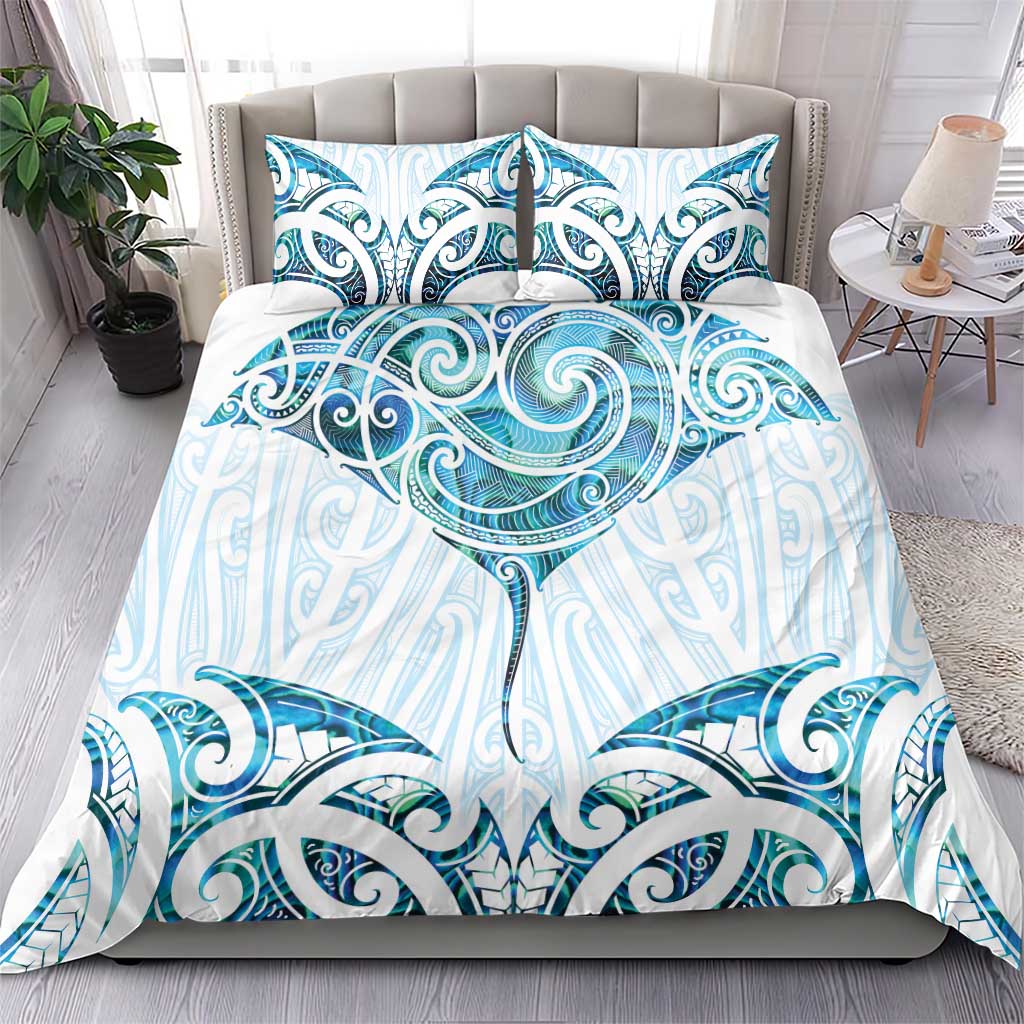 New Zealand Manta Ray Tattoo Bedding Set Aotearoa Maori Haehae Paua Shell LT14 - Polynesian Pride