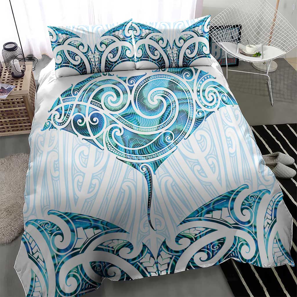 New Zealand Manta Ray Tattoo Bedding Set Aotearoa Maori Haehae Paua Shell LT14 - Polynesian Pride