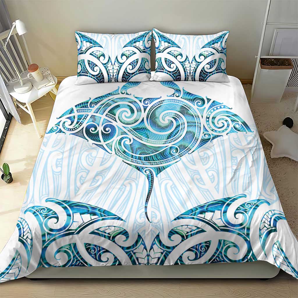 New Zealand Manta Ray Tattoo Bedding Set Aotearoa Maori Haehae Paua Shell LT14 - Polynesian Pride