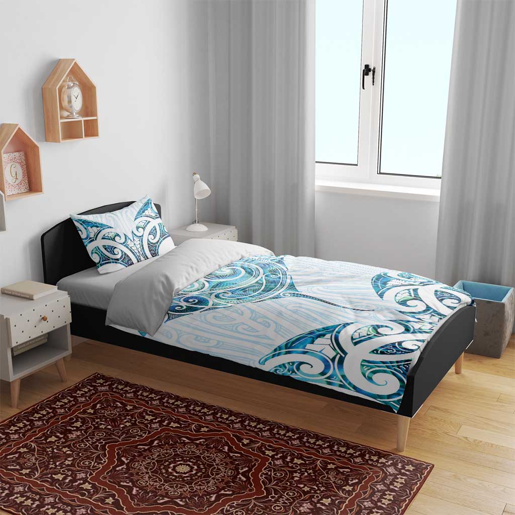 New Zealand Manta Ray Tattoo Bedding Set Aotearoa Maori Haehae Paua Shell LT14 - Polynesian Pride