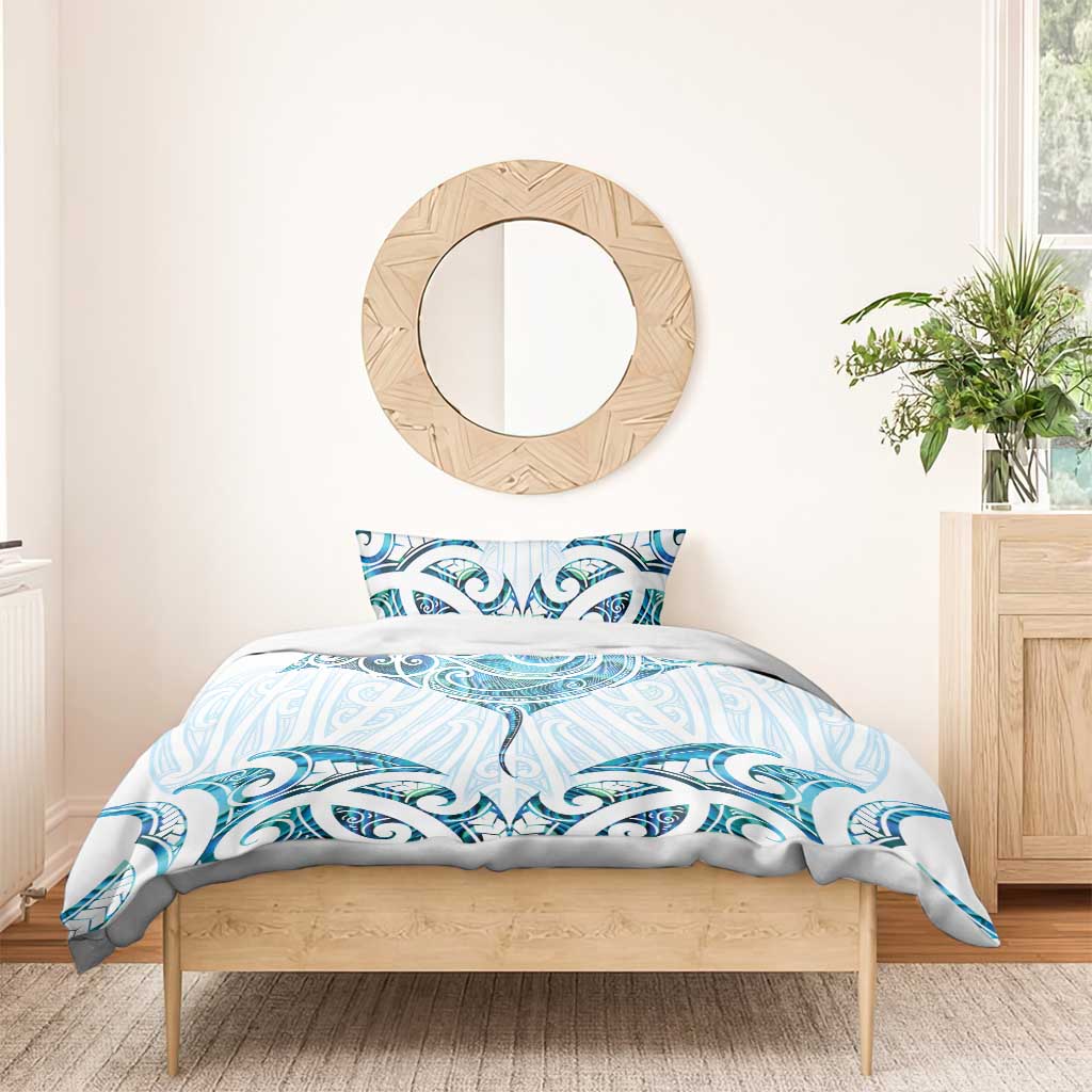 New Zealand Manta Ray Tattoo Bedding Set Aotearoa Maori Haehae Paua Shell LT14 - Polynesian Pride