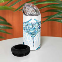 New Zealand Manta Ray Tattoo 4 in 1 Can Cooler Tumbler Aotearoa Maori Haehae Paua Shell - Polynesian Pride