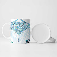 New Zealand Manta Ray Tattoo Ceramic Mug Aotearoa Maori Haehae Paua Shell LT14 - Polynesian Pride