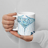 New Zealand Manta Ray Tattoo Ceramic Mug Aotearoa Maori Haehae Paua Shell LT14 - Polynesian Pride