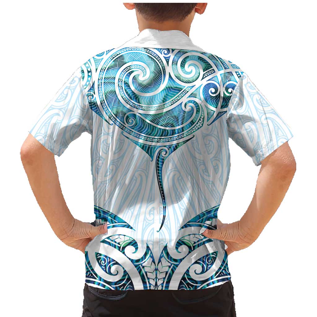 New Zealand Manta Ray Tattoo Family Matching Mermaid Dress and Hawaiian Shirt Aotearoa Maori Haehae Paua Shell LT14 - Polynesian Pride