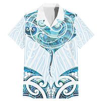 New Zealand Manta Ray Tattoo Family Matching Mermaid Dress and Hawaiian Shirt Aotearoa Maori Haehae Paua Shell LT14 Dad's Shirt - Short Sleeve White - Polynesian Pride