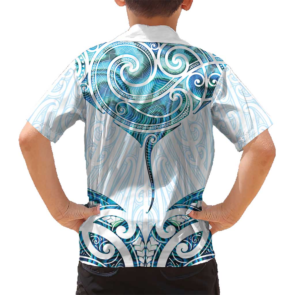 New Zealand Manta Ray Tattoo Hawaiian Shirt Aotearoa Maori Haehae Paua Shell - Polynesian Pride