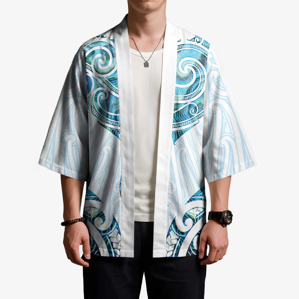New Zealand Manta Ray Tattoo Kimono Aotearoa Maori Haehae Paua Shell - Polynesian Pride