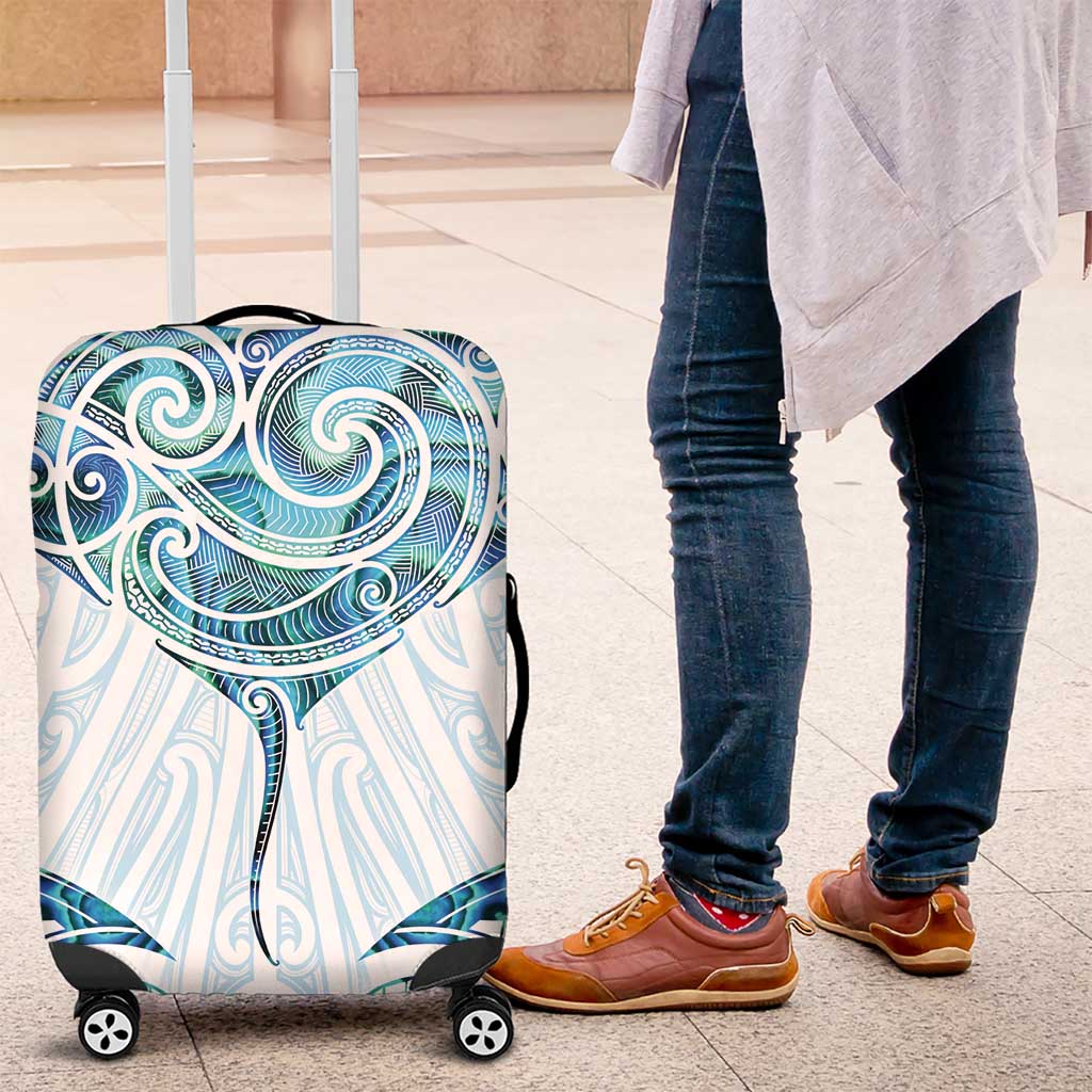 New Zealand Manta Ray Tattoo Luggage Cover Aotearoa Maori Haehae Paua Shell - Polynesian Pride