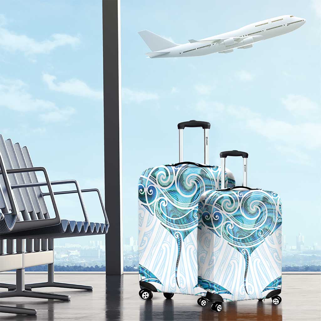 New Zealand Manta Ray Tattoo Luggage Cover Aotearoa Maori Haehae Paua Shell - Polynesian Pride