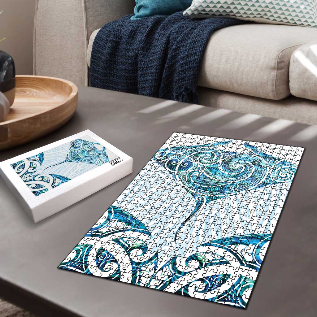 New Zealand Manta Ray Tattoo Puzzle Aotearoa Maori Haehae Paua Shell - Polynesian Pride