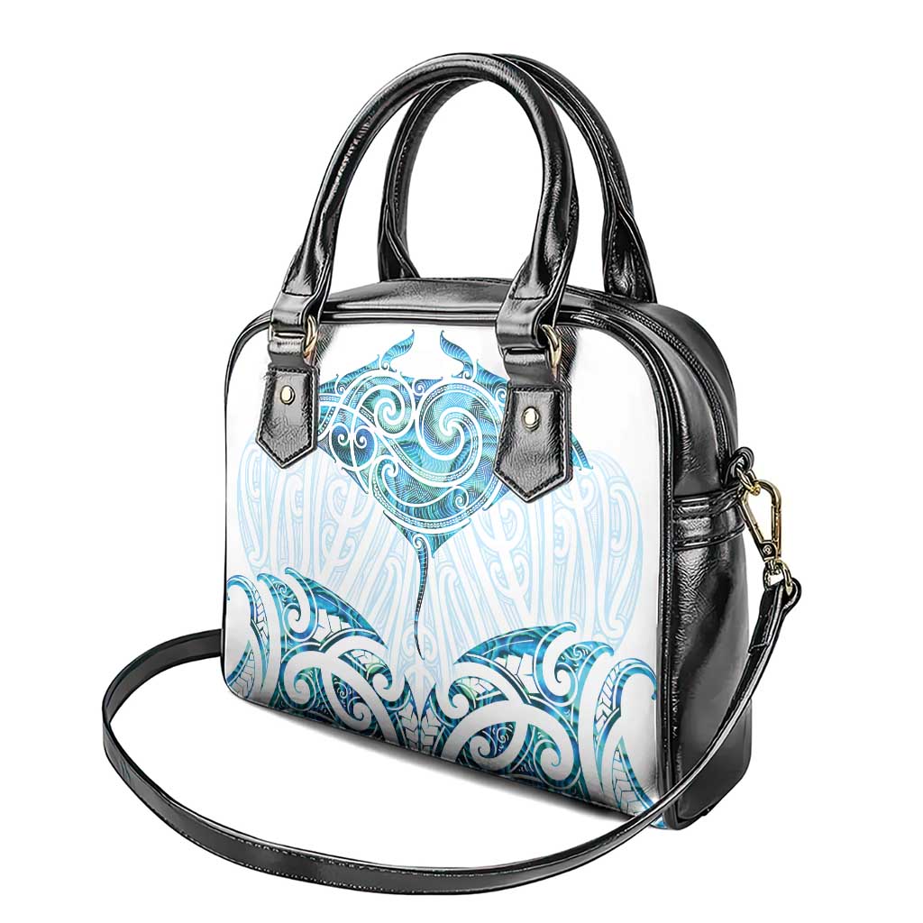 New Zealand Manta Ray Tattoo Shoulder Handbag Aotearoa Maori Haehae Paua Shell - Polynesian Pride