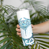 New Zealand Manta Ray Tattoo Skinny Tumbler Aotearoa Maori Haehae Paua Shell LT14 - Polynesian Pride