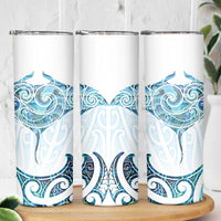 New Zealand Manta Ray Tattoo Skinny Tumbler Aotearoa Maori Haehae Paua Shell LT14 - Polynesian Pride