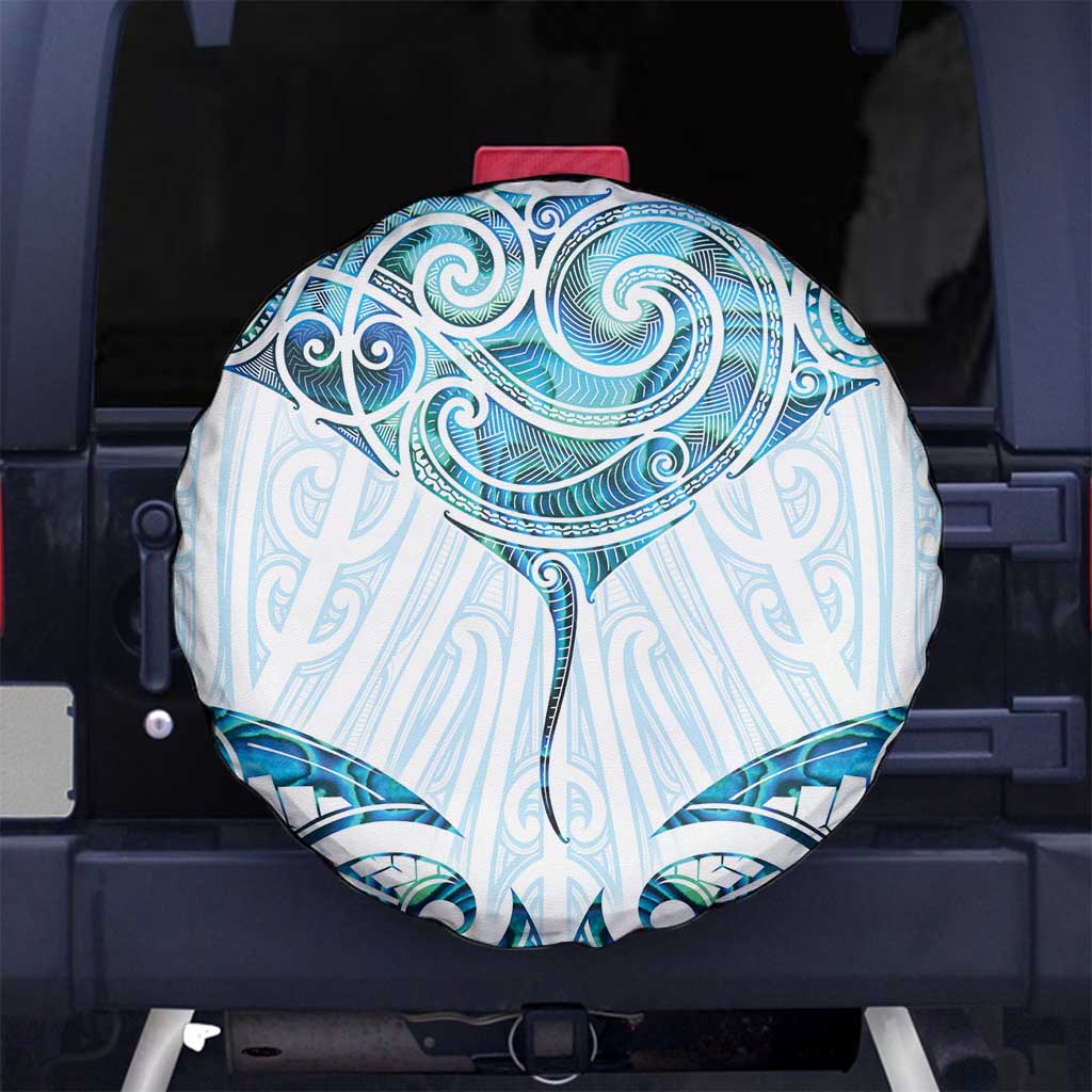 New Zealand Manta Ray Tattoo Spare Tire Cover Aotearoa Maori Haehae Paua Shell - Polynesian Pride