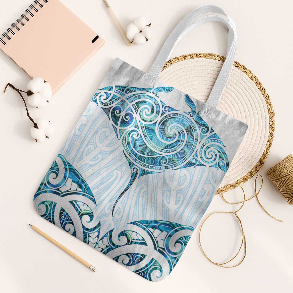 New Zealand Manta Ray Tattoo Tote Bag Aotearoa Maori Haehae Paua Shell - Polynesian Pride