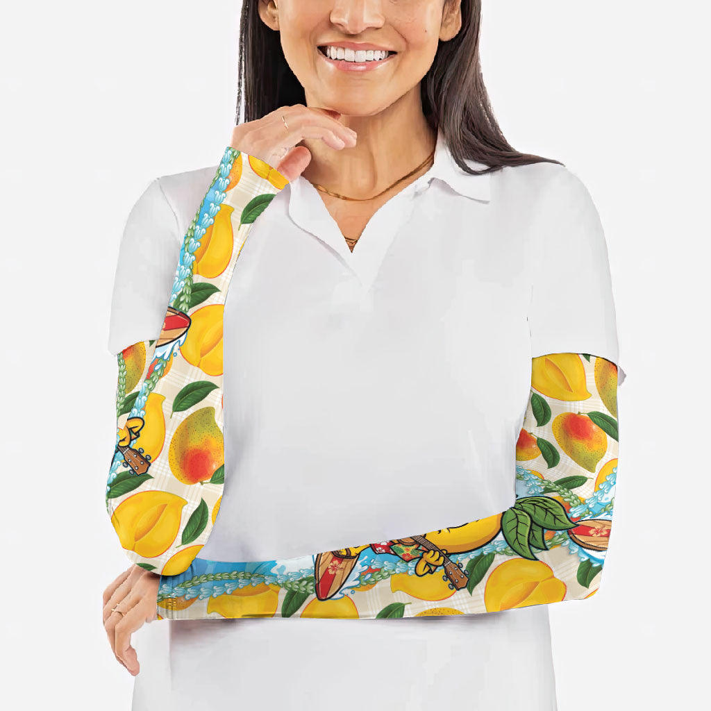 Aloha Hawaii Summer Arm Sleeves Hawaiian Lei Surfing Mango Palaka Motifs