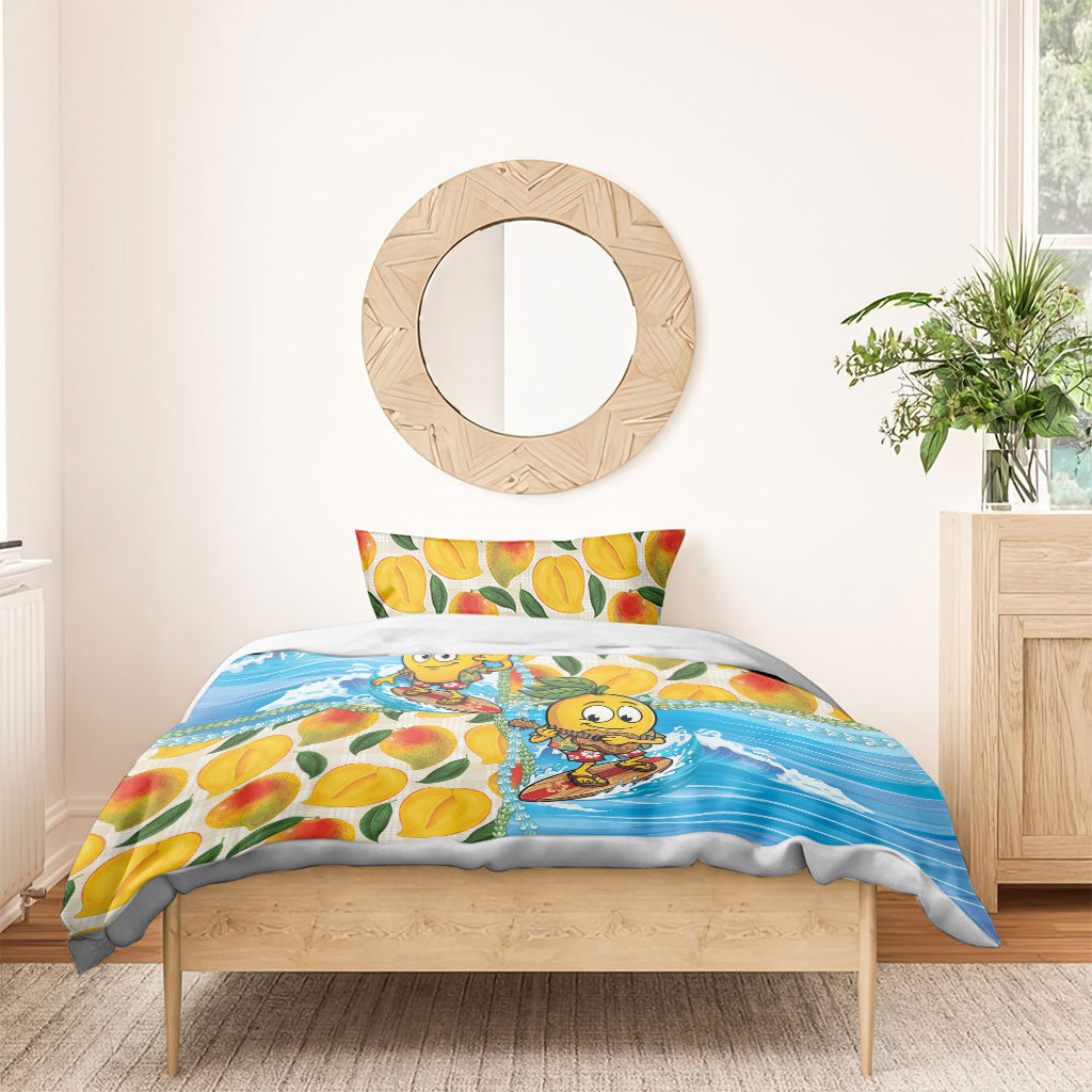Aloha Hawaii Summer Bedding Set Hawaiian Lei Surfing Mango Palaka Motifs