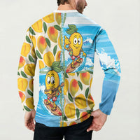 Aloha Hawaii Summer Button Sweatshirt Hawaiian Lei Surfing Mango Palaka Motifs