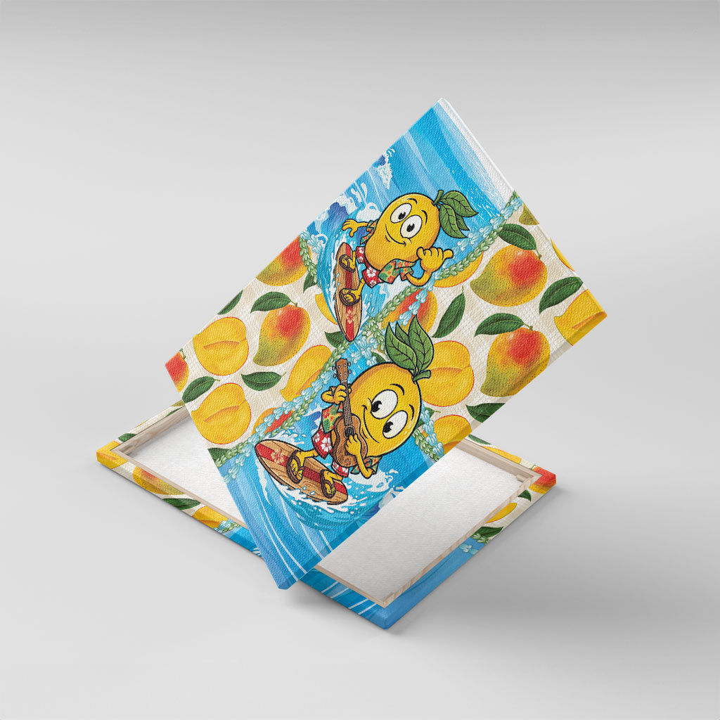 Aloha Hawaii Summer Canvas Wall Art Hawaiian Lei Surfing Mango Palaka Motifs
