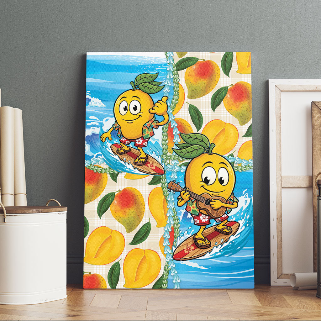 Aloha Hawaii Summer Canvas Wall Art Hawaiian Lei Surfing Mango Palaka Motifs