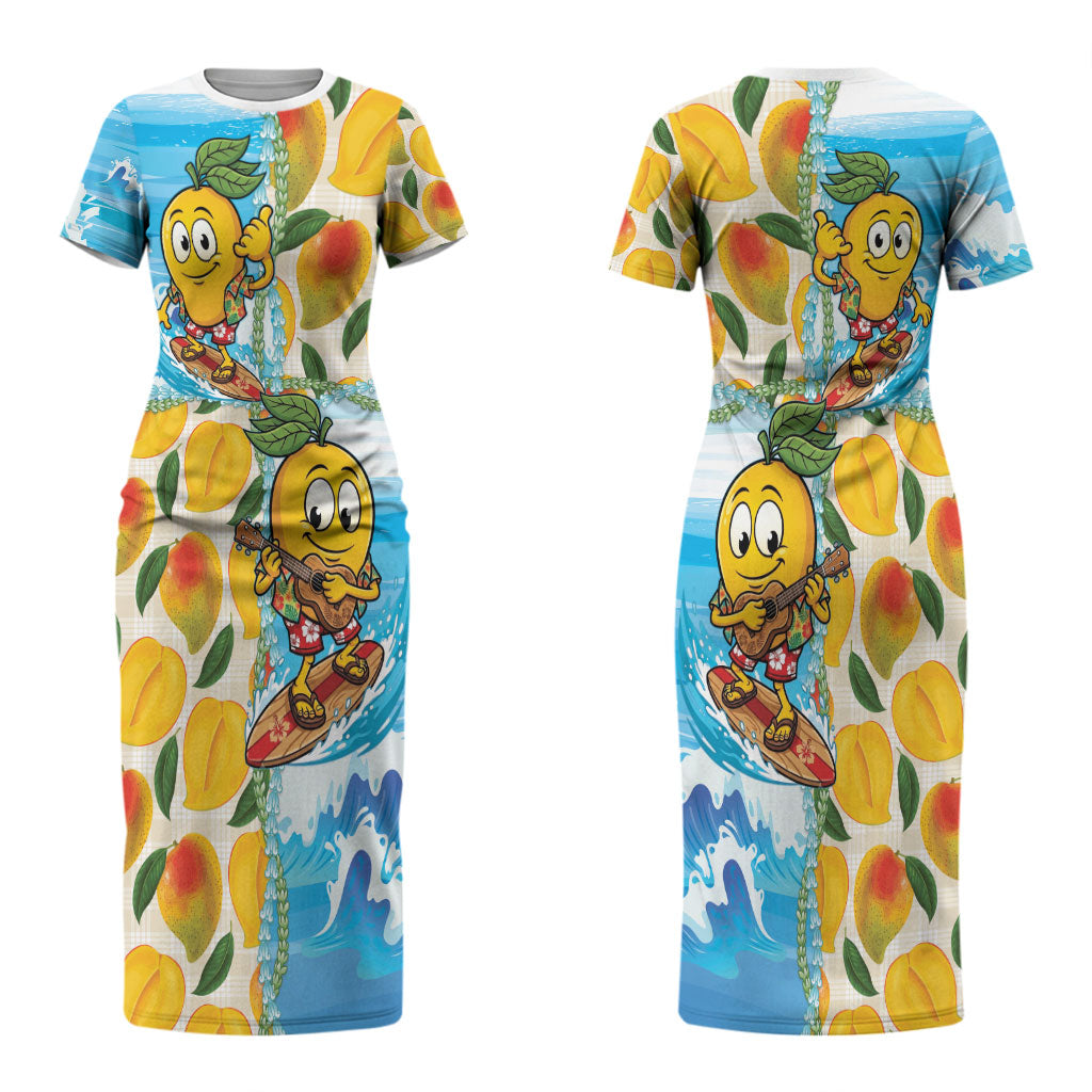 Aloha Hawaii Summer Couples Matching Short Sleeve Bodycon Dress and Long Sleeve Button Shirt Hawaiian Lei Surfing Mango Palaka Motifs