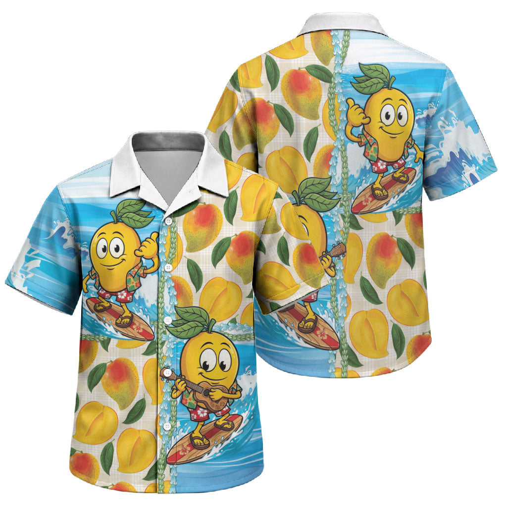 Aloha Hawaii Summer Family Matching Puletasi and Hawaiian Shirt Hawaiian Lei Surfing Mango Palaka Motifs